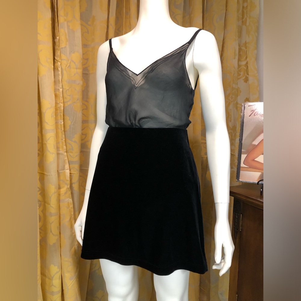 Vintage A. Byer Black Velvet Mini Skirt